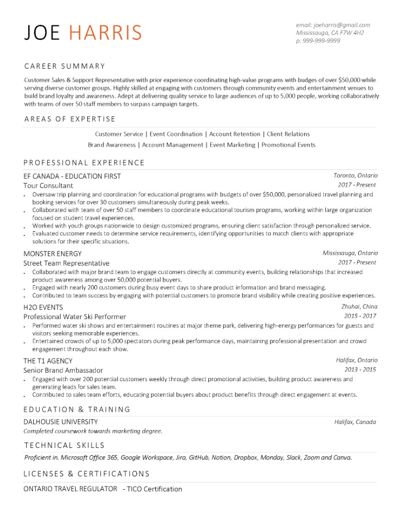 RS Works resume for Joe Harris