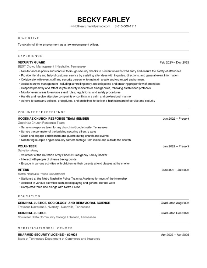 SkillsFirst resume for Becky Farley